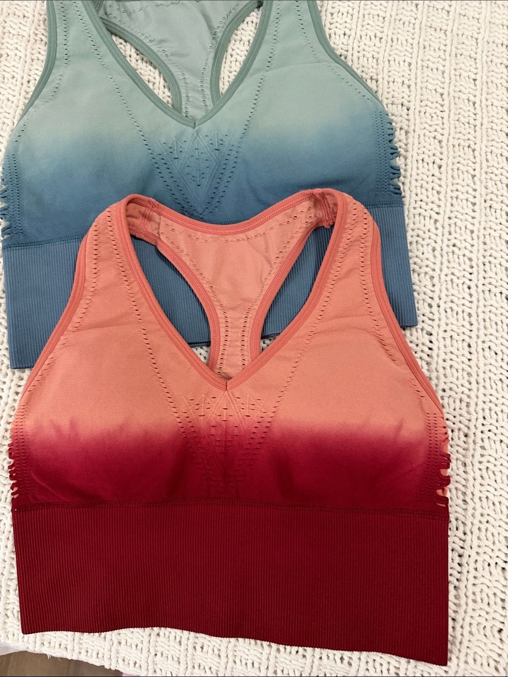 PINK Seamless Ombre Racerback Bralette - Coral to Burgundy